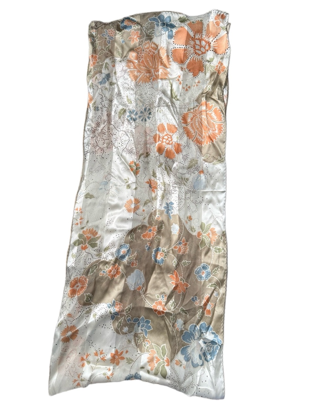 100% Silk Oscar de la Renta Vintage Floral Scarf, 52” x 11”